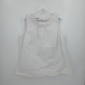 womans talbots plus size 1X black and white polka dot tank top blouse 90s mom
